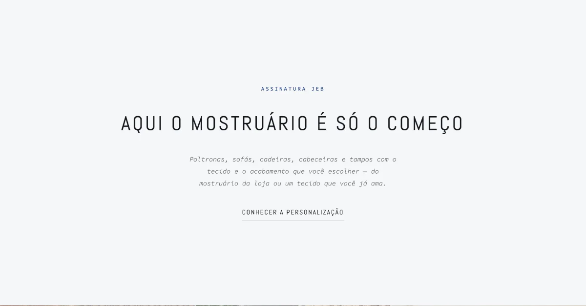 Banda de texto centralizada com o selo Assinatura JEB